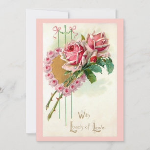 Cartes Pour Fêtes Annuelles Romantique Vintage Valentine Coeur et Roses