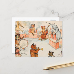 Cartes Pour Fêtes Annuelles Roof Top Band par Louis Wain