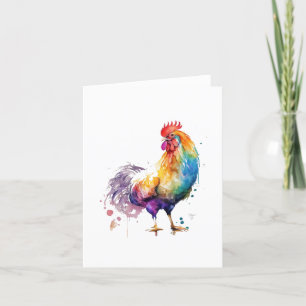 Cartes Pour Fêtes Annuelles Rooster H Bird Portrait en Aquarelles & Stylo