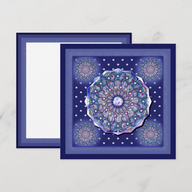 Cartes Pour Fêtes Annuelles Rosace bleue (Devant / Derrière)