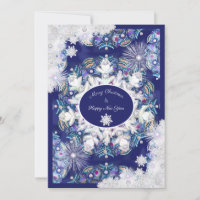 Rosace bleue et flocon de neige