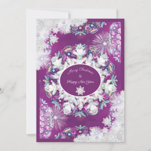 Cartes Pour Fêtes Annuelles Rosace rouge cardinale et flocon de neige