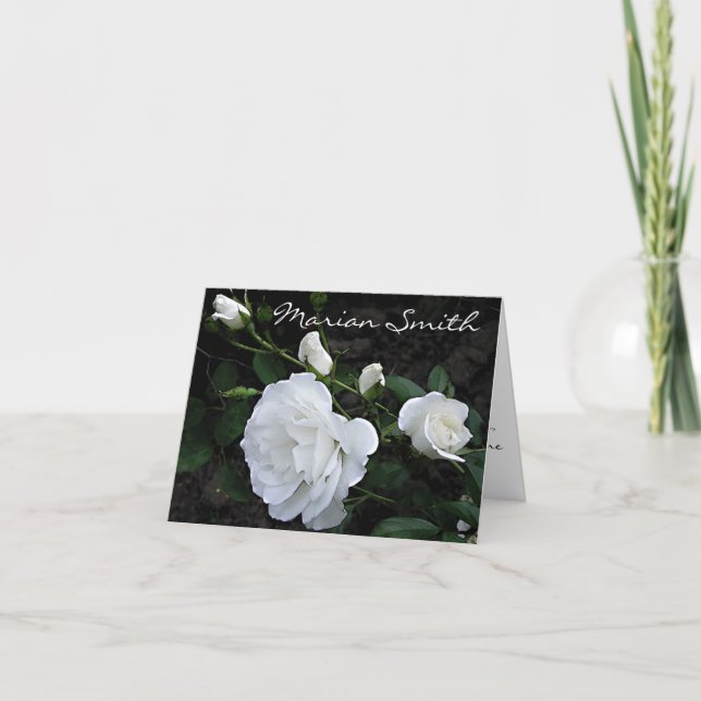 Cartes Pour Fêtes Annuelles Rose Blanche Neige - Marque-Place (Devant)