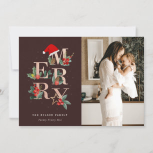 Cartes Pour Fêtes Annuelles Rose Brown Gold Red Joyeux Noël Folio Photo