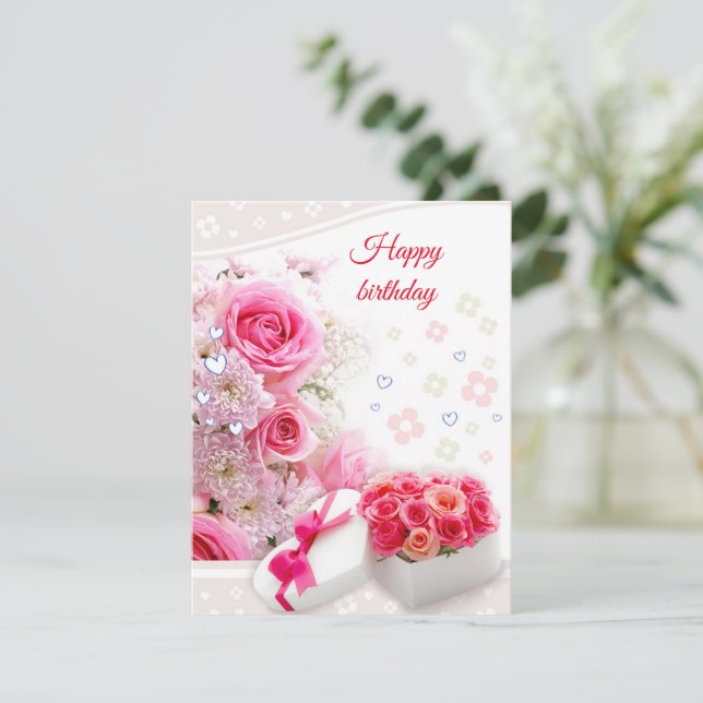 Cartes Pour Fêtes Annuelles Rose d'anniversaire (Debout devant)