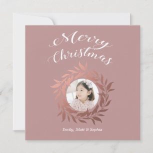Cartes Pour Fêtes Annuelles Rose de Noël Gold Wreath violet blanc photo
