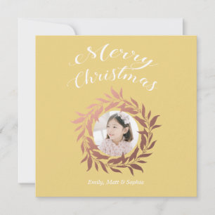 Cartes Pour Fêtes Annuelles Rose de Noël Gold Wreath Yellow White Photo