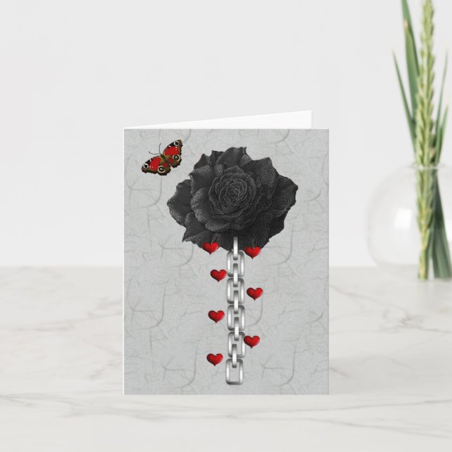 Cartes Pour Fêtes Annuelles Rose de noir de l'amour (Devant)