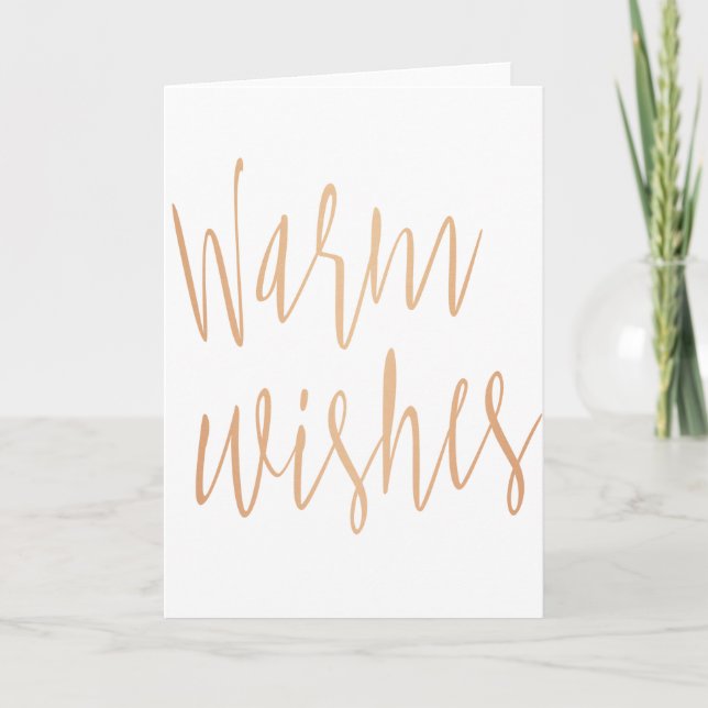 Cartes Pour Fêtes Annuelles Rose d'or moderne "Des voeux chauds" (Devant)