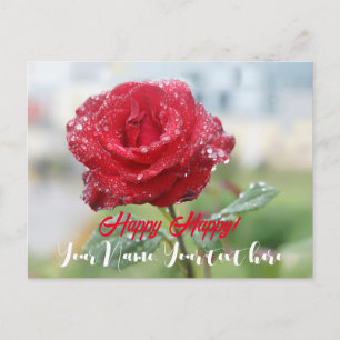 Cartes Pour Fêtes Annuelles Rose en gouttes de pluie