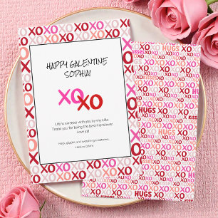 Cartes Pour Fêtes Annuelles Rose et Rouge Galentines XOXO Meilleure Amie Moder