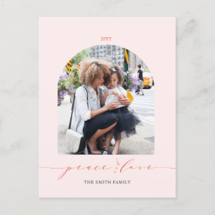 Cartes Pour Fêtes Annuelles Rose et Rouge Noël Paix et Amour Photo