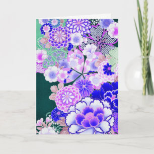 Cartes Pour Fêtes Annuelles ROSE FLEURS BLEUES Peony, Floral japonais Rose