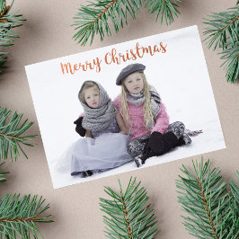 Cartes Pour Fêtes Annuelles Rose Gold Brush Script Christmas Holiday Photo