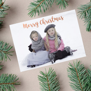 Cartes Pour Fêtes Annuelles Rose Gold Brush Script Christmas Holiday Photo