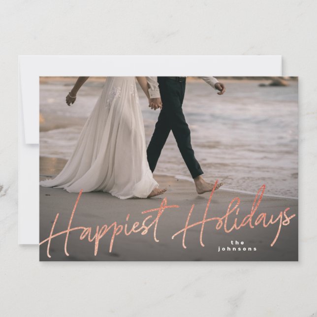 Cartes Pour Fêtes Annuelles Rose Gold Famille Noël Joyeux Fête Photo (Devant)