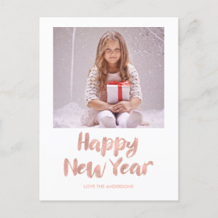 Cartes Pour Fêtes Annuelles Rose Gold Foil Happy