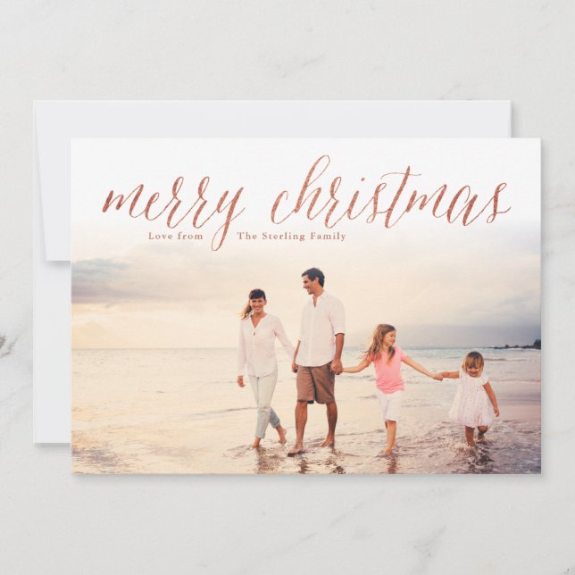 Cartes Pour Fêtes Annuelles Rose Gold Joyeux Parties scintillant de Noël Look  (Devant)
