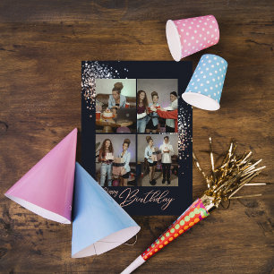 Cartes Pour Fêtes Annuelles Rose-Gold Parties scintillant photos d'anniversair