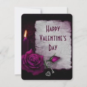 Cartes Pour Fêtes Annuelles Rose gothique, bougie et serrure Saint-Valentin