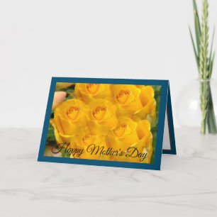 Cartes Pour Fêtes Annuelles Rose jaune Motif photo sur bleu