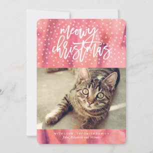 Cartes Pour Fêtes Annuelles Rose "Meowy Christmas" Animaux de Noël