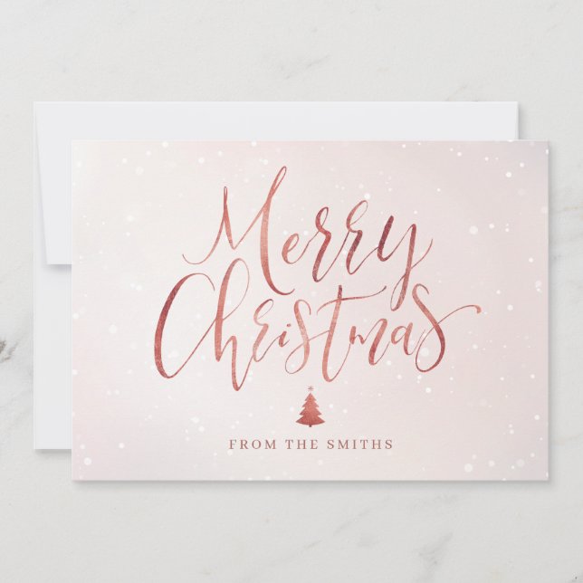 Cartes Pour Fêtes Annuelles Rose or simple calligraphie manuscrite Noël (Devant)