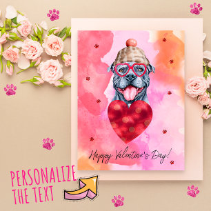Cartes Pour Fêtes Annuelles Rose Orange Gris Cadeau de la Saint-Valentin Pitbu