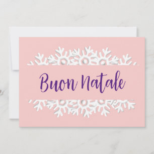 Cartes Pour Fêtes Annuelles Rose Quartz, Violet et Blanc Buon Natale