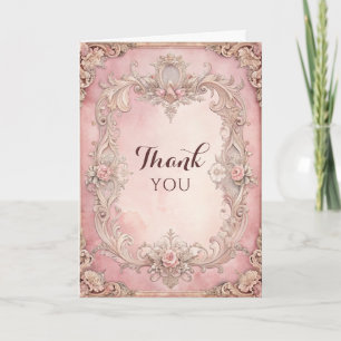 Cartes Pour Fêtes Annuelles Rose Remerciement Antique Grunge