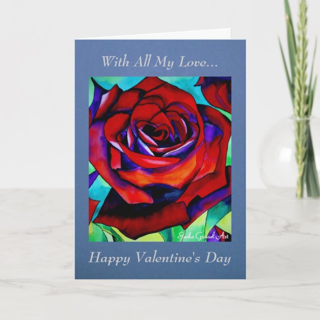 Cartes Pour Fêtes Annuelles Rose rouge avec tout mon amour Valentine (Devant)