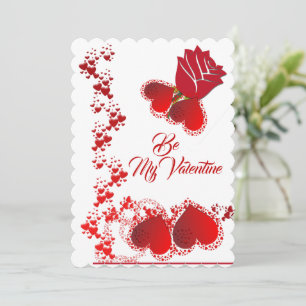 Cartes Pour Fêtes Annuelles Rose rouge Coeurs romantiques Be My Valentine