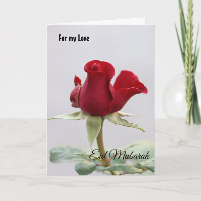 Cartes Pour Fêtes Annuelles Rose rouge d'Eid Mubarak (Devant)