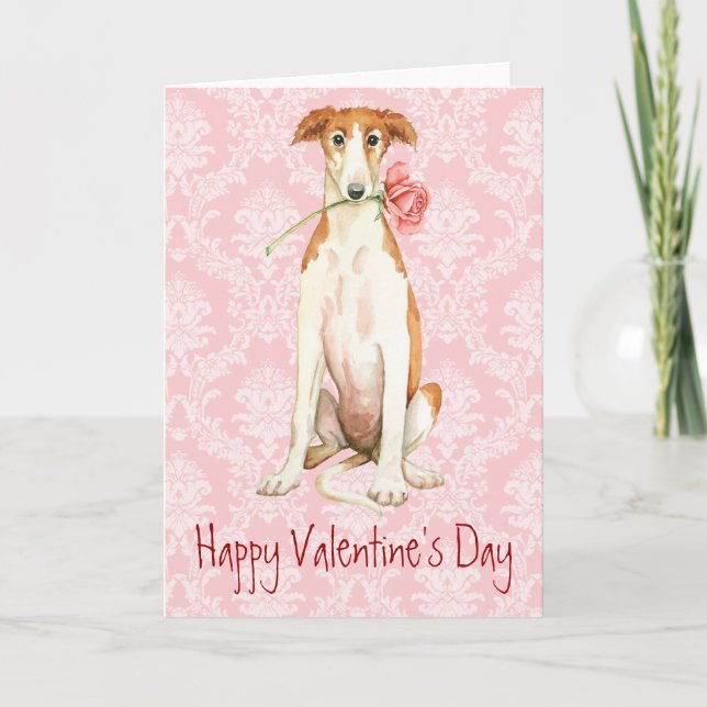 Cartes Pour Fêtes Annuelles Rose Valentin Borzoi (Devant)