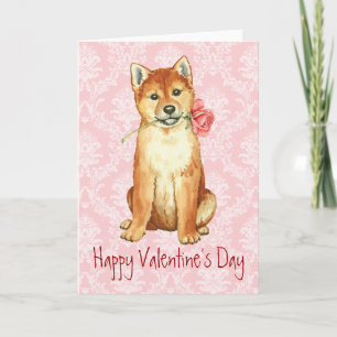 Cartes Pour Fêtes Annuelles Rose Valentin Shiba Inu