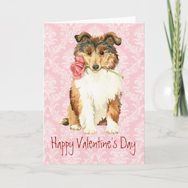 Cartes Pour Fêtes Annuelles Rose Valentine Collie (Devant)