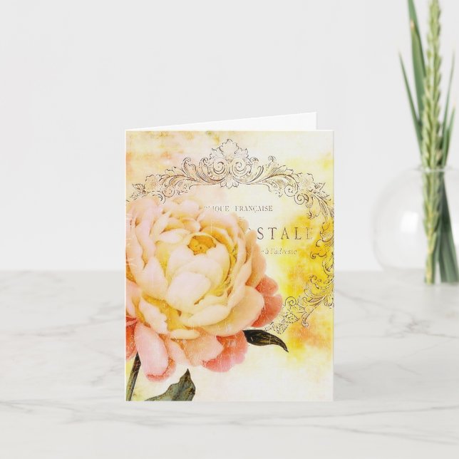 Cartes Pour Fêtes Annuelles rose vintage (Devant)