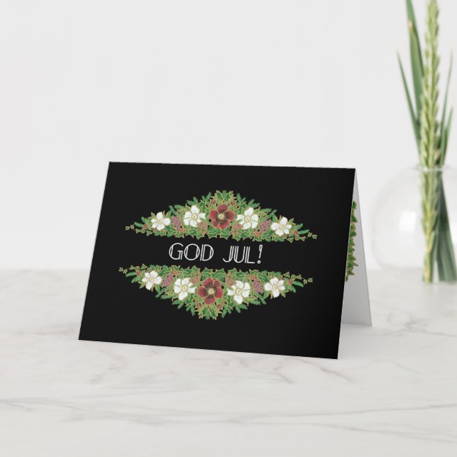 Cartes Pour Fêtes Annuelles Roses de Noël, Hellebores, salutation suédoise (Devant)