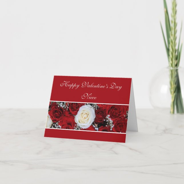 Cartes Pour Fêtes Annuelles Roses Heureuses Saintes-Valentin de nièce (Devant)