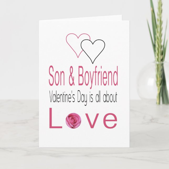 Cartes Pour Fêtes Annuelles Roses Heureuses Saintes-Valentin Son & Boyfriend (Devant)