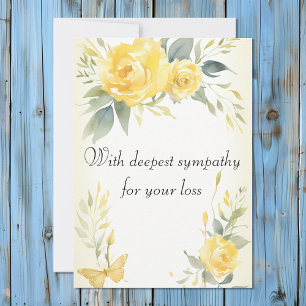Cartes Pour Fêtes Annuelles Roses Jaunes Sympathie profonde Désolé Perte