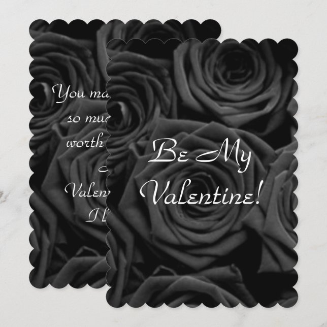 Cartes Pour Fêtes Annuelles roses noires Saint-Valentin (Devant / Derrière)