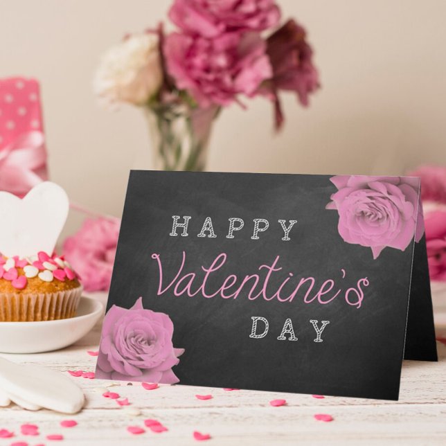 Cartes Pour Fêtes Annuelles Roses roses la heureuse Sainte-Valentin de tableau (Créateur téléchargé)