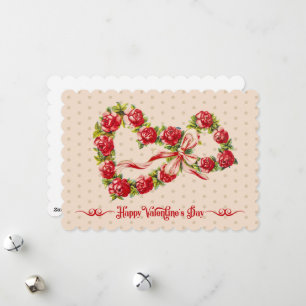Cartes Pour Fêtes Annuelles Roses rouges Coeur floral Wreath Élégant mignon Vi