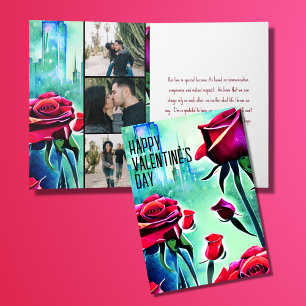 Cartes Pour Fêtes Annuelles Roses rouges modernes 3 Photo Cityscape Saint-Vale