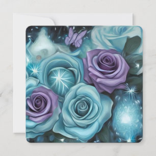 Cartes Pour Fêtes Annuelles Roses turquoise et violet