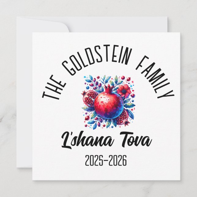 Cartes Pour Fêtes Annuelles Rosh Hashanah Jour de l'An juif Nom personnalisé (Devant)