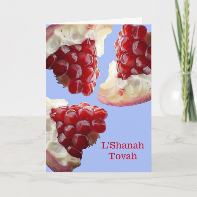 Cartes Pour Fêtes Annuelles Rosh Hashanah L'Shananah Tovah Morceaux de Grenade (Devant)