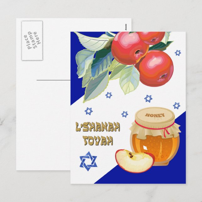 Cartes Pour Fêtes Annuelles Rosh Hashanah. Nouvel An juif (Devant / Derrière)