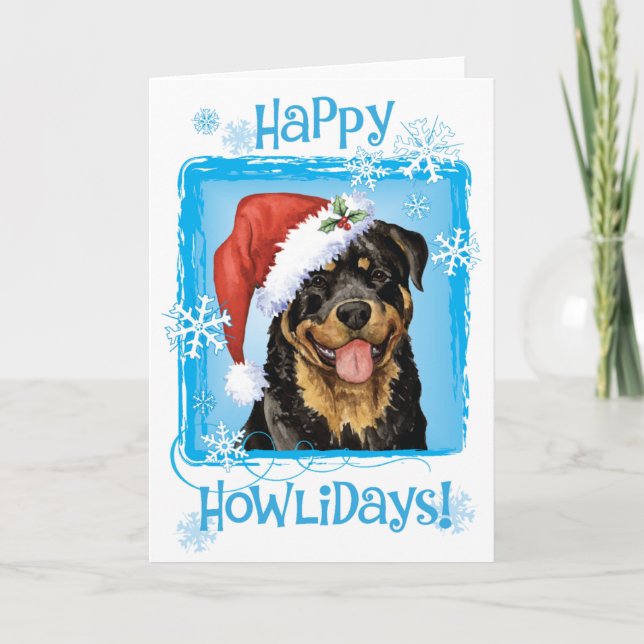 Cartes Pour Fêtes Annuelles Rottweiler heureux de Howlidays (Devant)